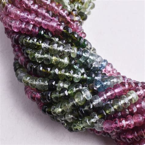 mm aaa multi tourmaline faceted rondelle gemstone beads