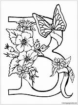 Letter Pages Butterfly Coloring Adults Color sketch template