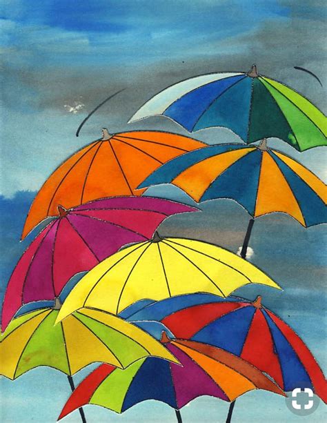 colorful umbrellas fall art projects school art projects watercolor paintings oil painting