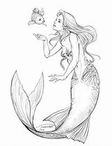Ariel Flounder Mermaids Havfruer Tegninger Meerjungfrau Mermay Lineart Meerjungfrauen Merman Novosti Bleistiftzeichnungen sketch template