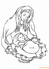 Pages Mary Mother Jesus Child Coloring Printable Holidays sketch template