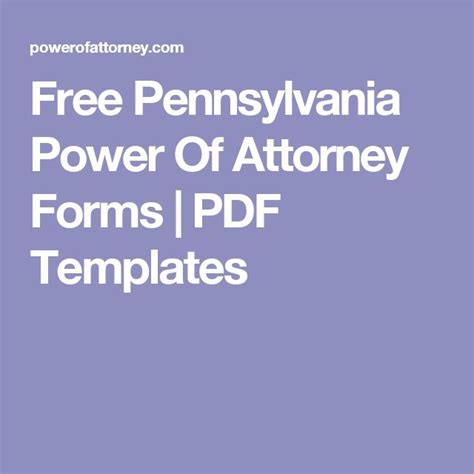 pennsylvania power  attorney forms  templates power