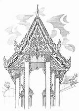 Temple Drawing Thai Elevation Stock Illustration sketch template