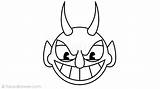 Devil Cuphead Draw Step Facedrawer sketch template