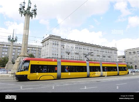 public transport tram warsaw poland stock photo alamy