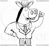 Politician Donkey American Clipart Outlined Coloring Vector Cartoon Cory Thoman Royalty sketch template