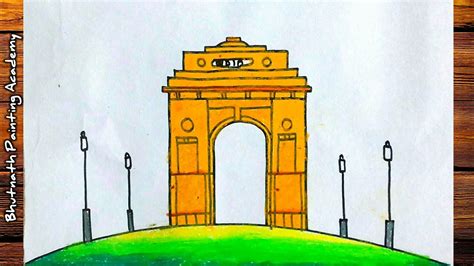 india gate drawing youtube