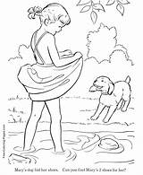 Coloring Pages Summer Printable Dog Girl Hidden Her Kids Print Sheets Help Printing sketch template