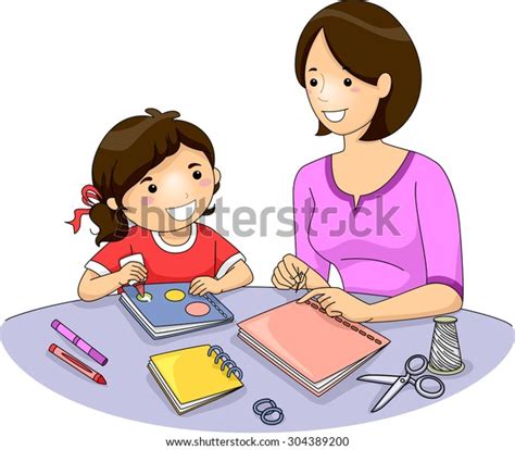 illustration mother teaching her daughter how stock vector