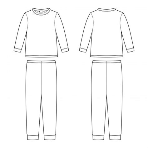 childrens pajamas technical sketch cotton sweatshirt  pants kids