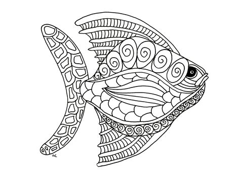 fish zentangle step  fishes adult coloring pages