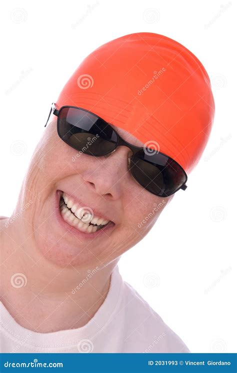 Woman With An Orange Swim Cap Stock Image Image Of Girl Recreation
