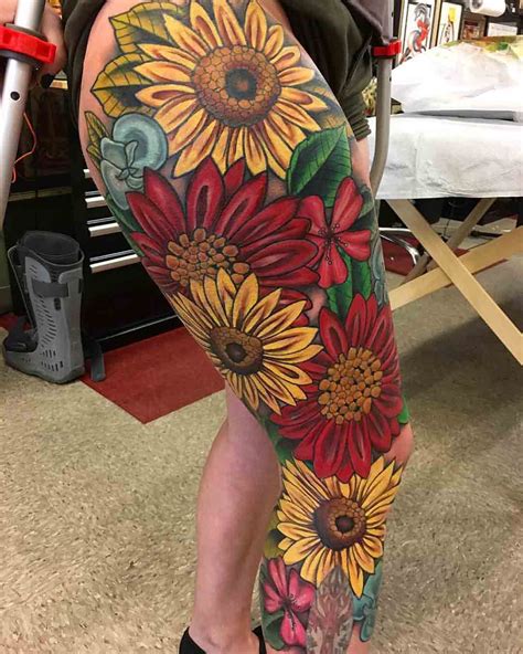 Flowers Leg Tattoo Sleeve Tatuajes En La Pierna De Flor Tatuaje De
