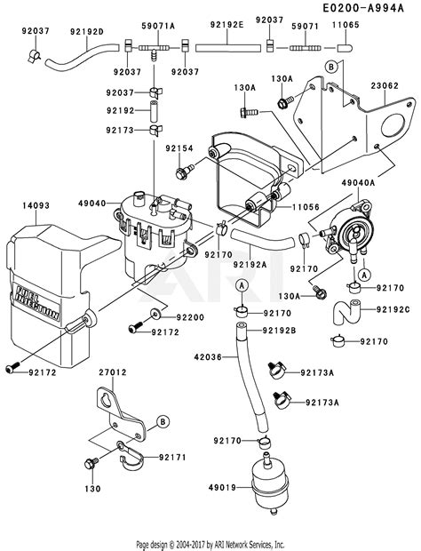 kawasaki fxv   stroke engine fxv parts diagram  fuel tankfuel valve