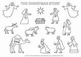 Coloring Christmas Story Nativity Pages Printable Colouring Clipart Crib Stable Figures Scene Color Preschool Bible Cut Kids Clip Gif Jesus sketch template