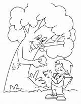 Coloring Giving Pages Tree Boy Arbor Fruit sketch template
