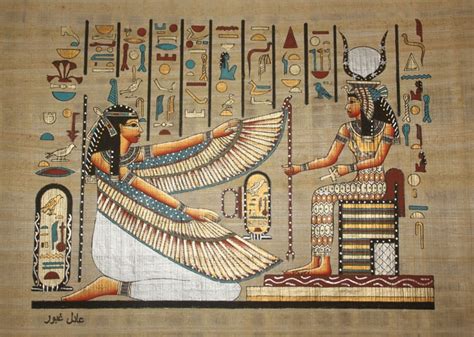 Wall Art Decor Egyptian Papyrus Goddess Maat And Isis