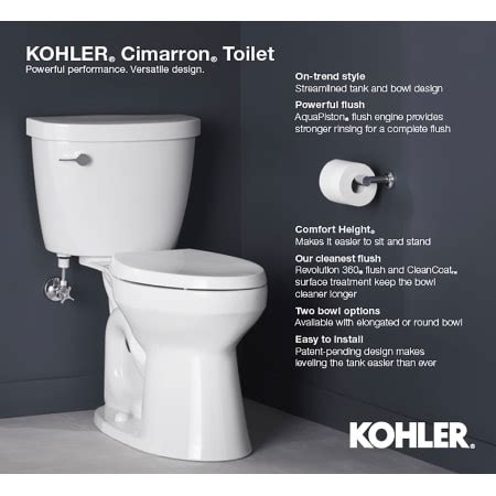 kohler    white cimarron  gpf toilet tank  left hand lever faucetcom