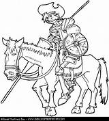 Quijote Mancha Sancho Cervantes Panza Primaria Childrencoloring Biblioteca sketch template