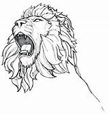 Lion Drawing Roaring Tattoo Easy Coloring Head Cub Drawings Getdrawings Geometric Paintingvalley sketch template