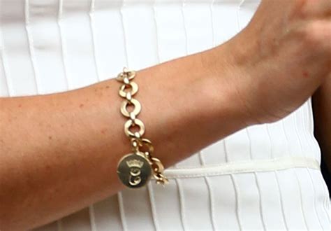 a close up on kate s gold tennis bracelet spotted on her