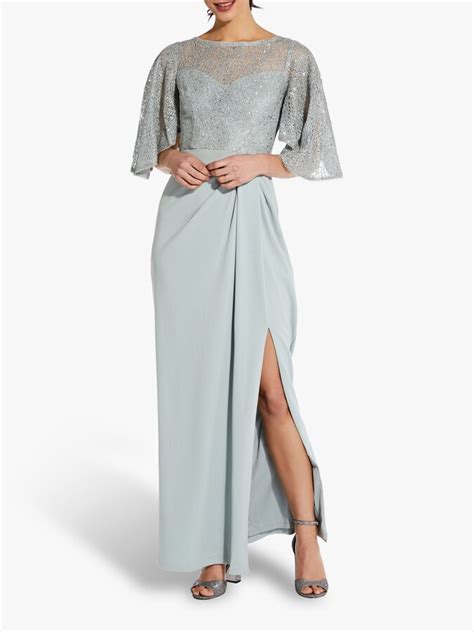 adrianna papell flutter sleeve embellished gown frosted sage
