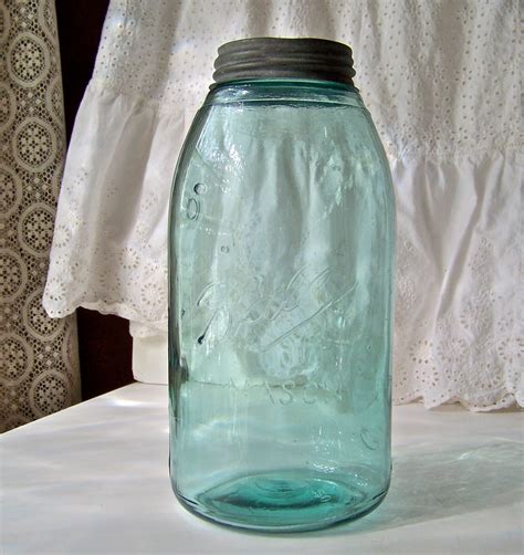 vintage ball mason 3l blue canning jar half by cynthiasattic