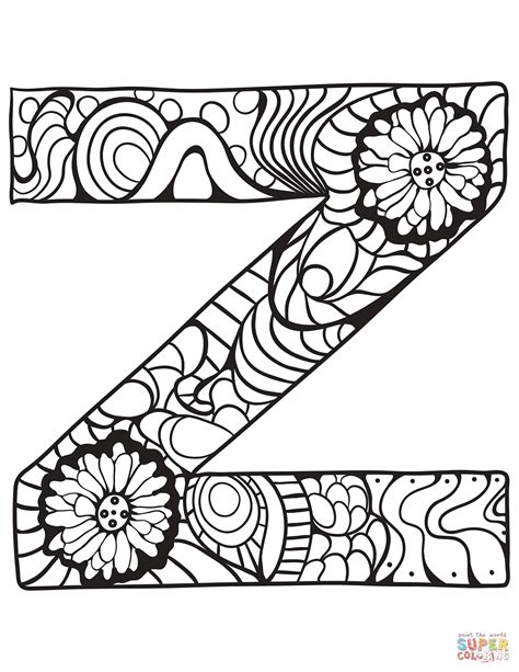 letter  zentangle coloring page  printable coloring pages