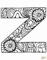 Coloring Letter Zentangle Pages Alphabet Printable Letters Adult Template Supercoloring Adults Choose Board Worksheets Templates Categories sketch template