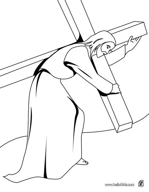 jesus christ carrying  cross coloring pages hellokidscom
