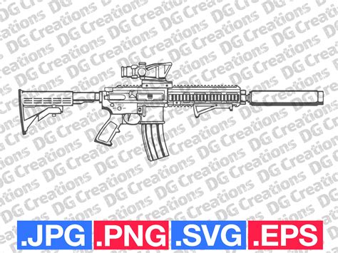 ar  suppressed  combat rifle gun svg clip art graphic art etsy finland