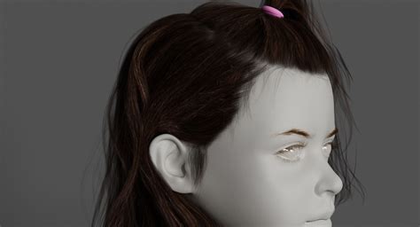 3d Brown Realistic Girl Hair Turbosquid 1890630