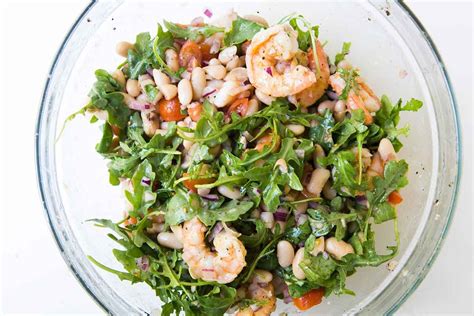 shrimp arugula white bean cherry tomato salad recipe