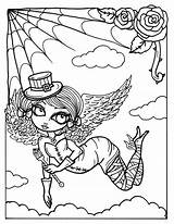Pages Gothic Angel Coloring Angels Digital Colouring Downloads Etsy Choose Board sketch template