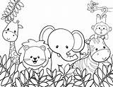 Coloring Cute Animals Animal Jungle Pages Kids sketch template