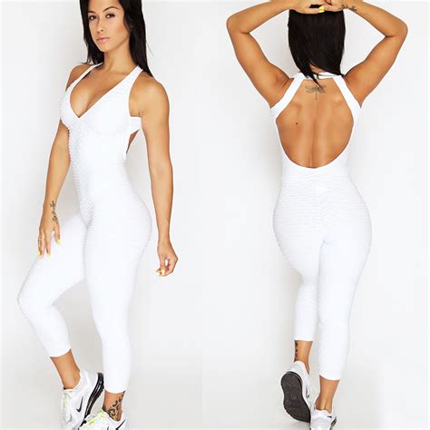 hot sexy girls backless fitness tights jumpsuit yoga sport