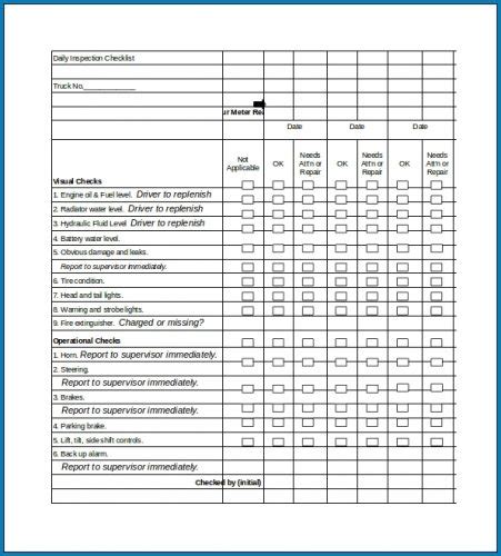 printable daily checklist template