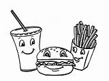Alimentos Fries Hamburguesa Hamburger Hamburguesas Animadas Chips Alimento sketch template