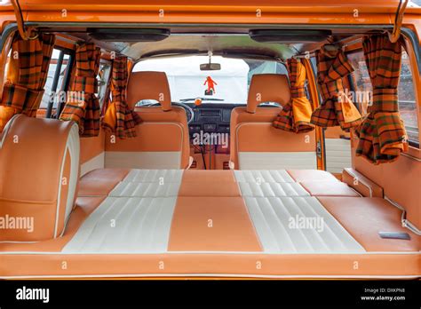 restored interior   volkswagen camper van stock photo alamy