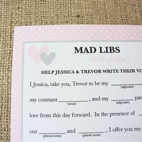 personalized mad libs wedding vows printable  printyourparty