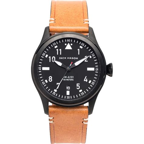 jack mason a101 aviation collection pvd leather watch