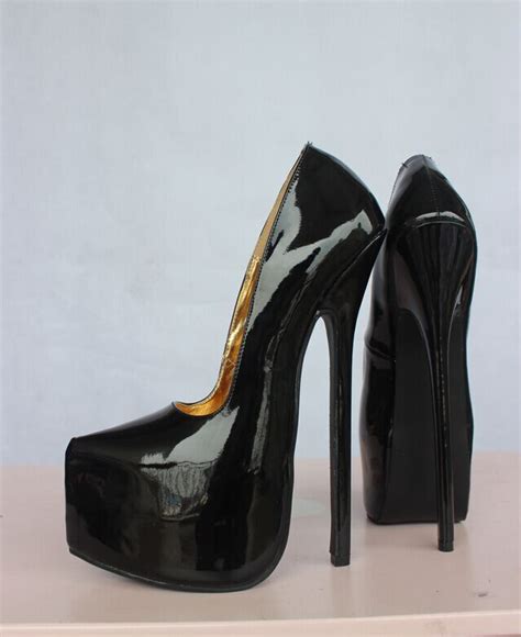 2015 new fastion lady pump extreme high heel 20cm heel black patent
