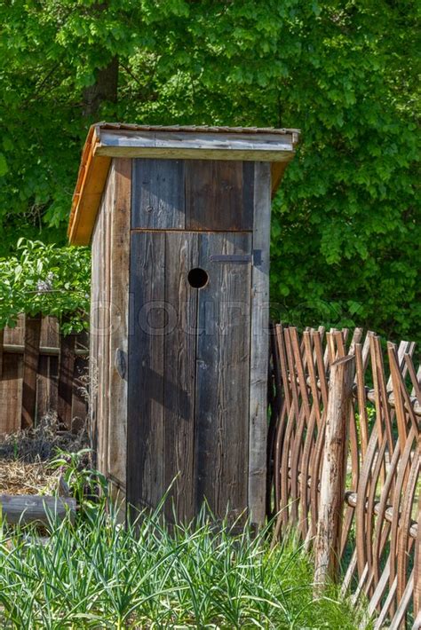 rustic wooden toilet traditional wc  stock image colourbox