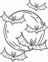 Coloring Bats Halloween Printable Kids Click sketch template