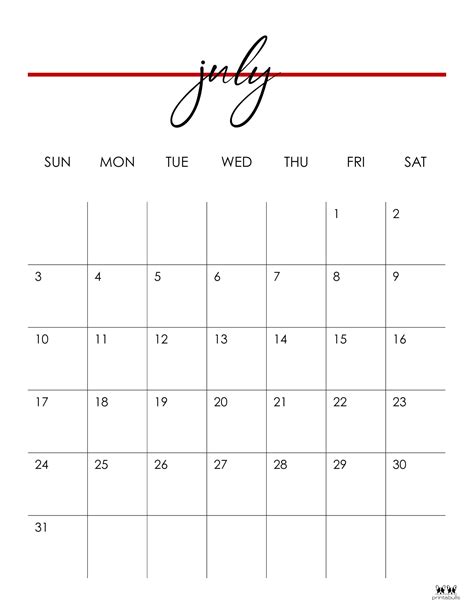 july  calendars   printables printabulls