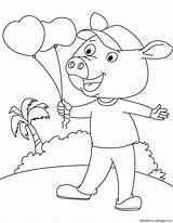 Pig Balloon Heart Coloring sketch template