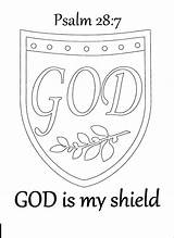 Coloring God Shield Faith Psalm Pages Kids 28 Bible School Sunday Drawing Armour Psalms Color Colouring Printable Activity Worksheets Crafts sketch template
