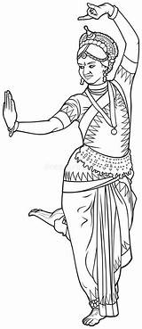 Odissi Danse Indienne Indisk Illustrationer sketch template