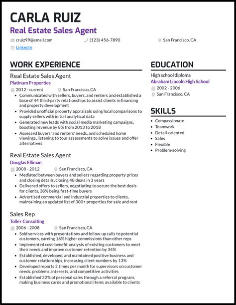 real estate agent resume examples built