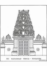 Temple Coloring Drawing Pages Architecture Indian Edupics Hindu India Sheets Draw Print Large Ancient sketch template